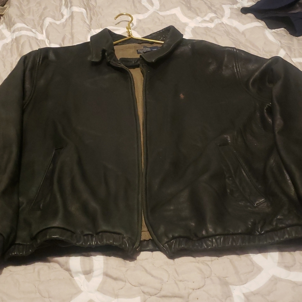 Mens XXL Ralph Lauren Polo leather jacket like new